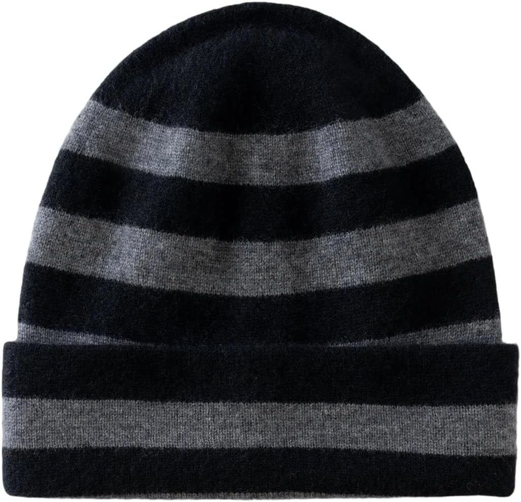 Cashmere Beanies for Women Casual Warm Thickened Knitted Striped Hats Unisex