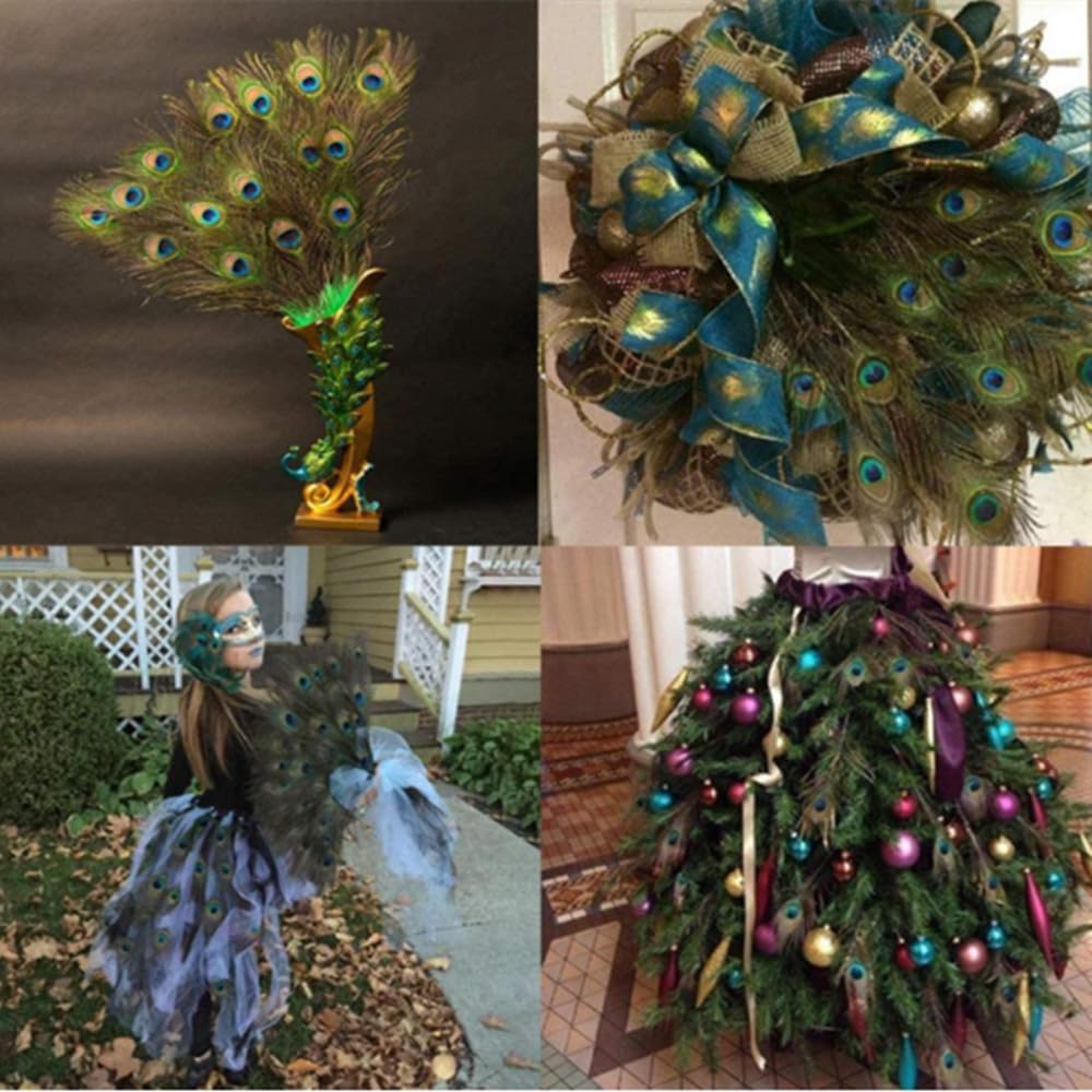 VoilaLove 50PCS Plumes Naturelles de Paon avec des Yeux de Plumes de Queue de Paon 16-20 Pouce (40-50cm) pour la Fête de Mariage Arts and Crafts Home Decorations (50