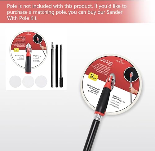 Miniatura 2 de SCOTTCHEN Lijadora radial de poste redondo de 9 pulgadas para pared seca incluye 3 discos de lijado de gancho y bucle de 80,100,150 granos