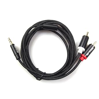 REXUS RCA Audio Cable 6 feet 1.8 M, 3.5mm Male to 3-Male RCA Stereo Audio Adapter Aux Cable Gold Plated Copper Aluminum Protect ShellRCA35H18