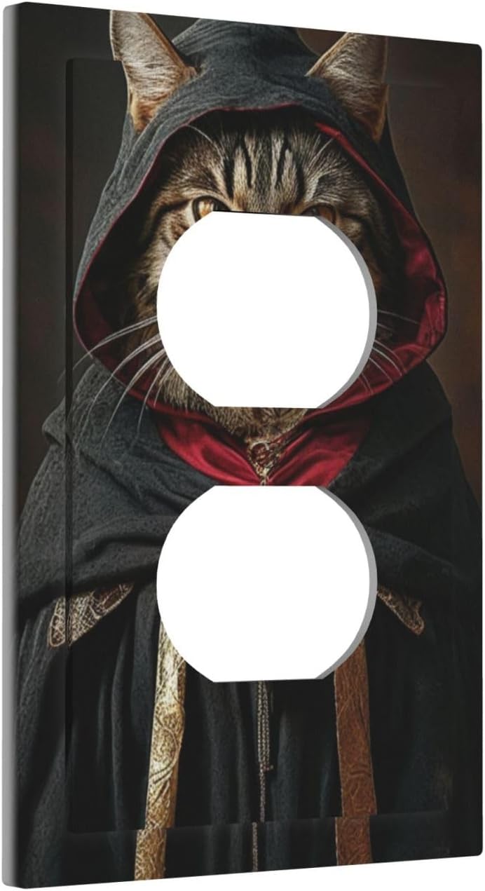 Decorative Art Light Switch Covers Hooded Cat 1 Gang Single Duplex Outlet Wall Plate Switchplate Electrical Faceplate for Home Decor