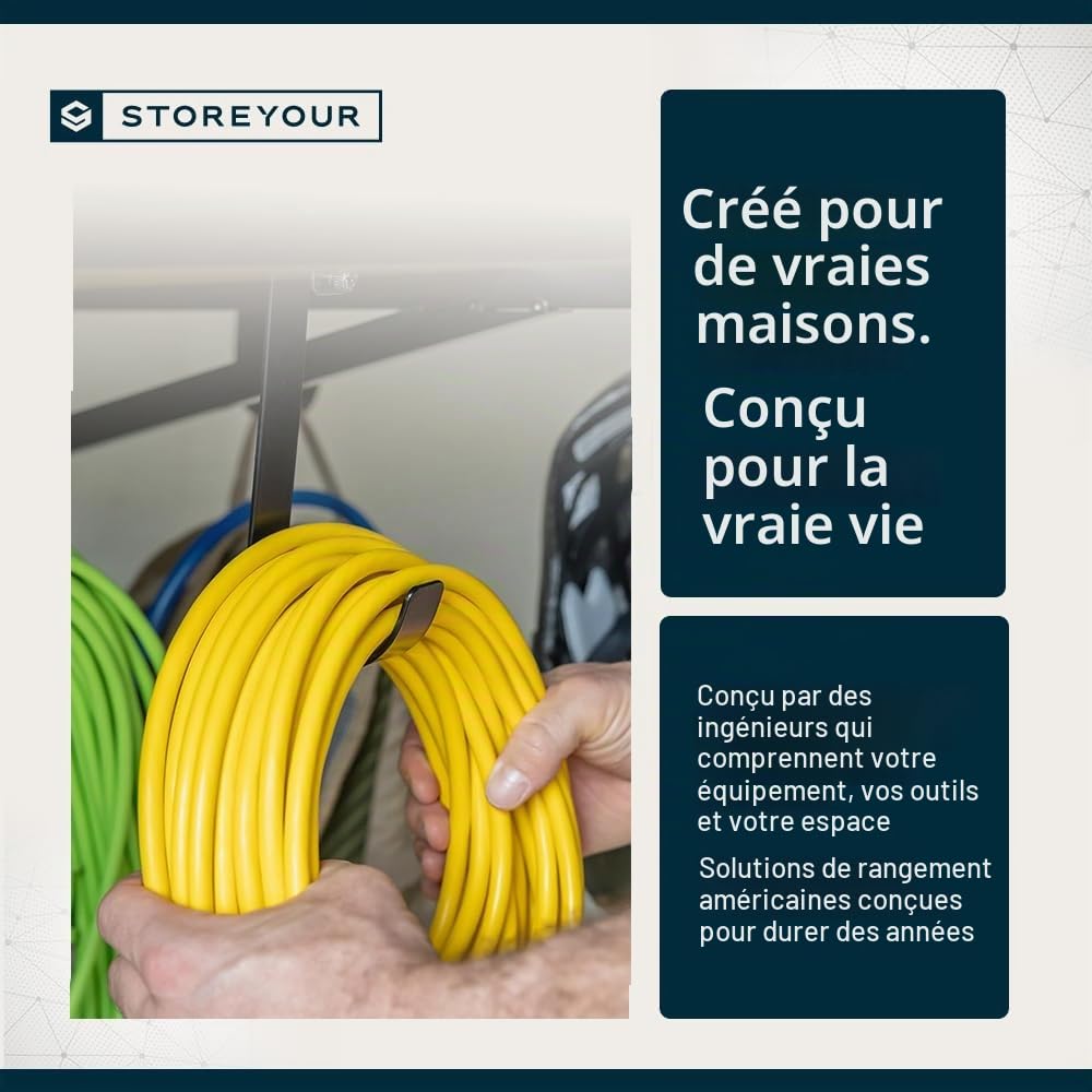 StoreYourBoard Lot de 2 étagères murales de garage robustes – 3,5 x 1,2 m, 90,7 kg chacune, crochets inclus pour l'organisation