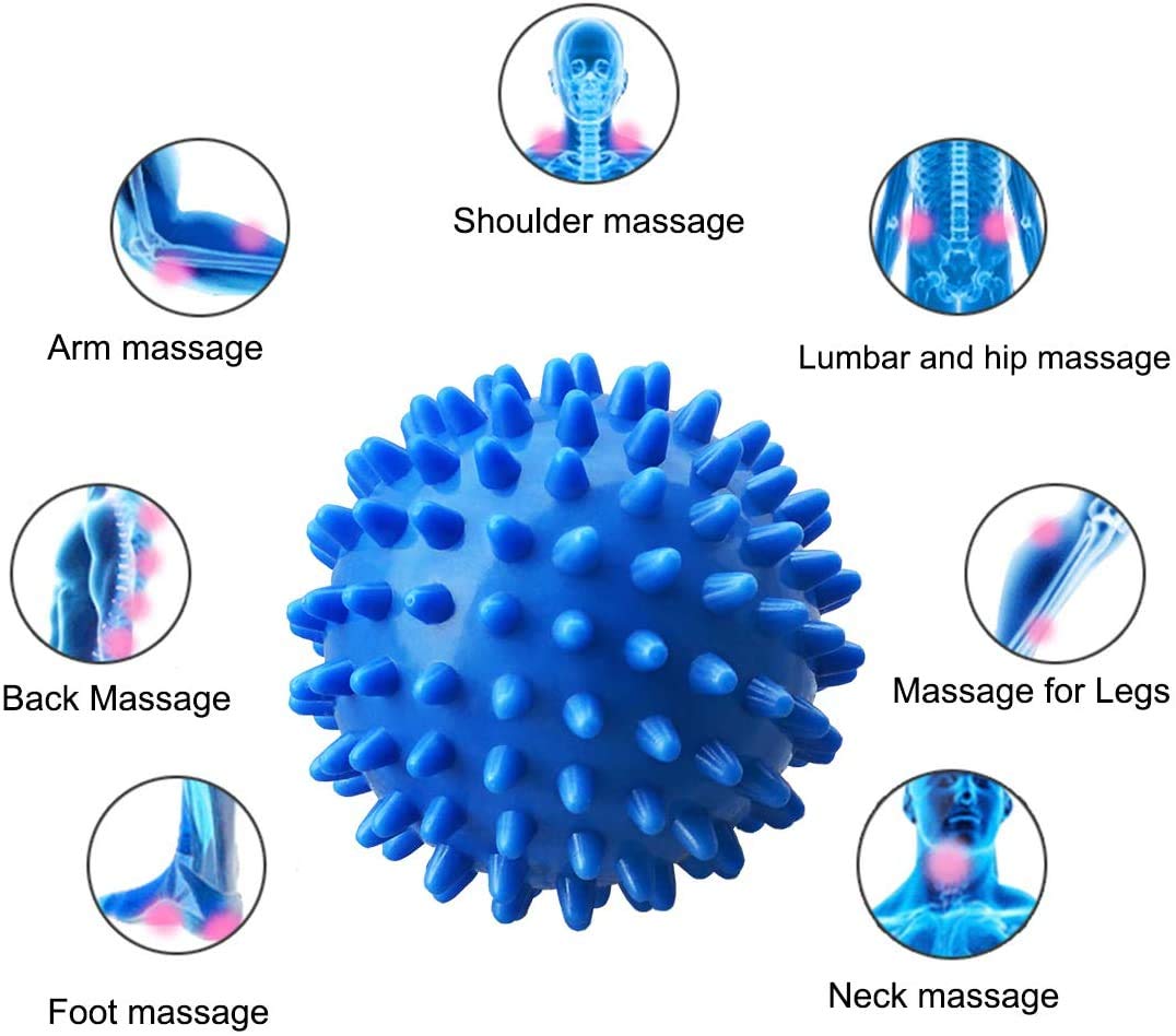 PGYUD Professional Massage Balls Foot Ball Foot Massager Spiky Roller for Deep Tissue Trigger Point Plantar Fasciitis Reflexology Stress Therapy Myofascial Release(Green + Pink + Purple + Blue) 2