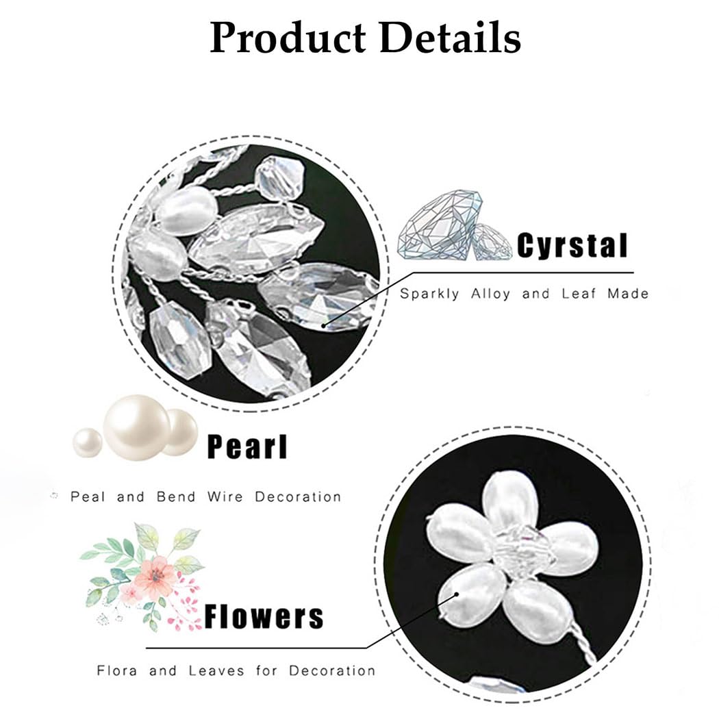 Asooll Bride Wedding Hair Pin Pearl Flower Hair Pieces Bridal Hair Accessories for Women (Silver) - Image 6