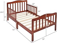 Vista 2 de Cama de madera, muebles de dormitorio para niños con barandillas de seguridad (marrón)