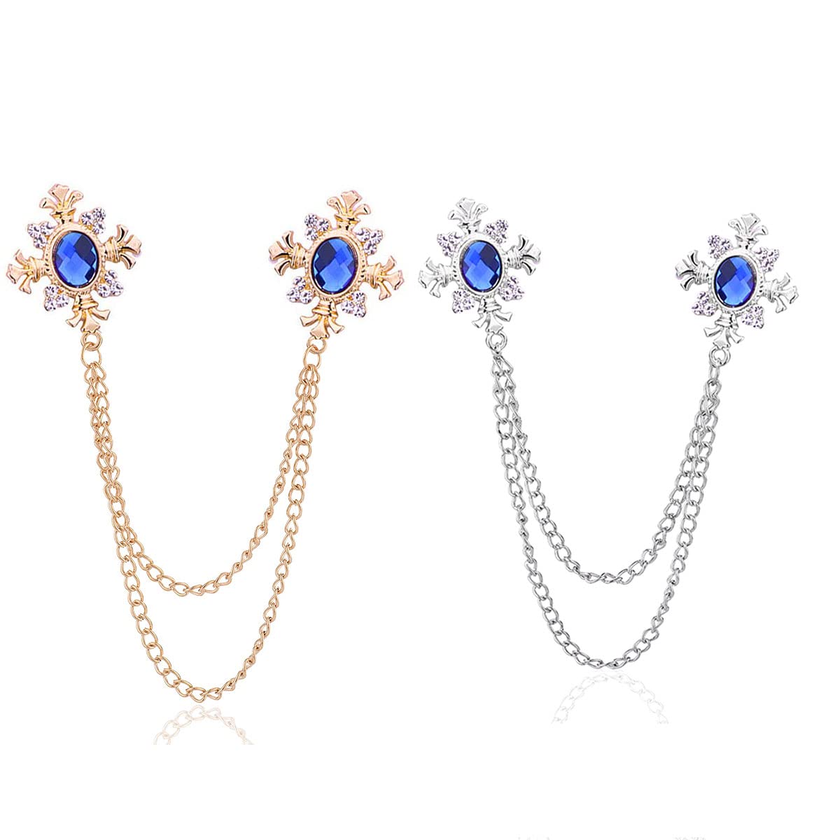 Collar Chain Pin for Men and Women - Hanging Tassel Brooch Lapel Pin for Business Suits - Bar Pin With Long Chain - Gifts