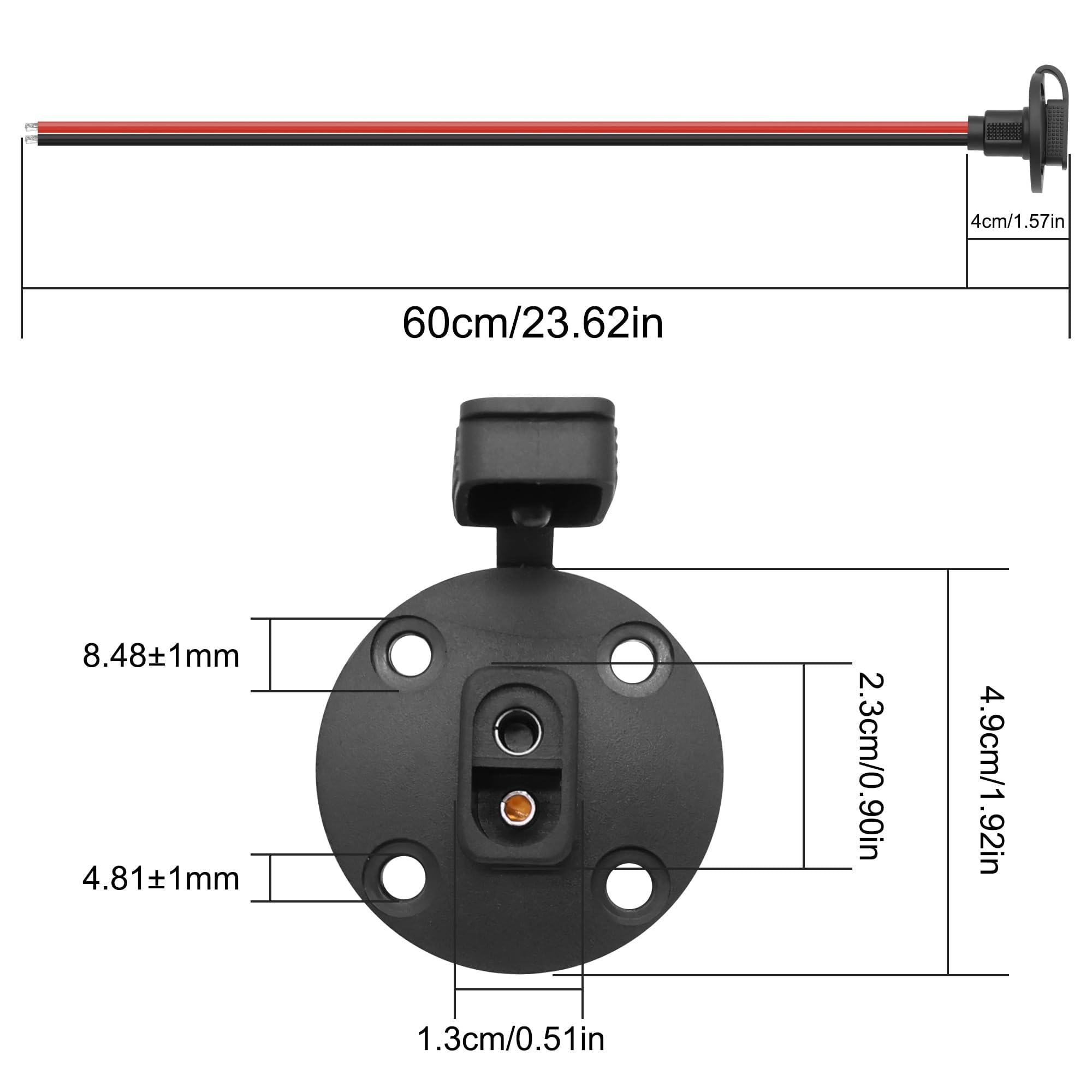 XMSJSIY SAE Panel Mount Kabel 10AWG – 0,6m, 36V,  Produktbild-Vorschau 5
