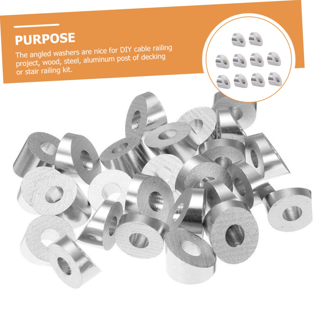 OUNONA 30pcs Stainless Steel Cable Railing Kit Washer Beveled Deck Spacers Wire Cable Rope