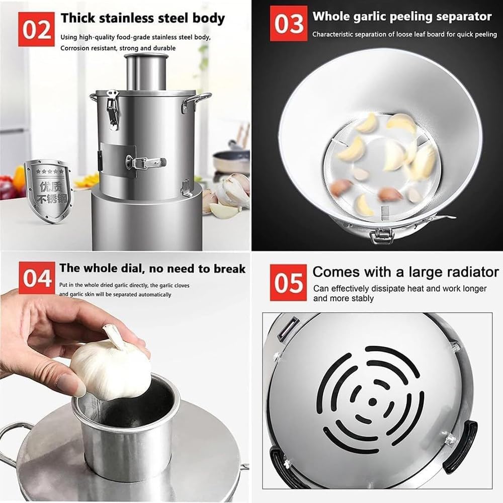Commercial Garlic Peeling Machine, Electric Automatic Powerful Garlic Peeling Machine Stainless Steel Garlic Clove Peeler for Kitchen/Hotel