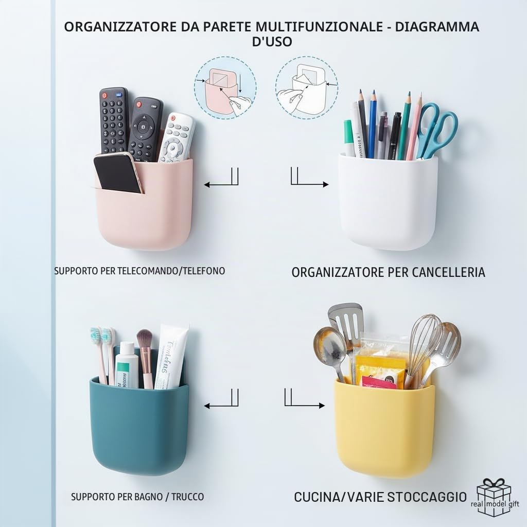 Set da 4 Pezzi di Mensola da Bagno a Parete, Organizzatore Compatto Moderno, 11,5x9x8,5 cm