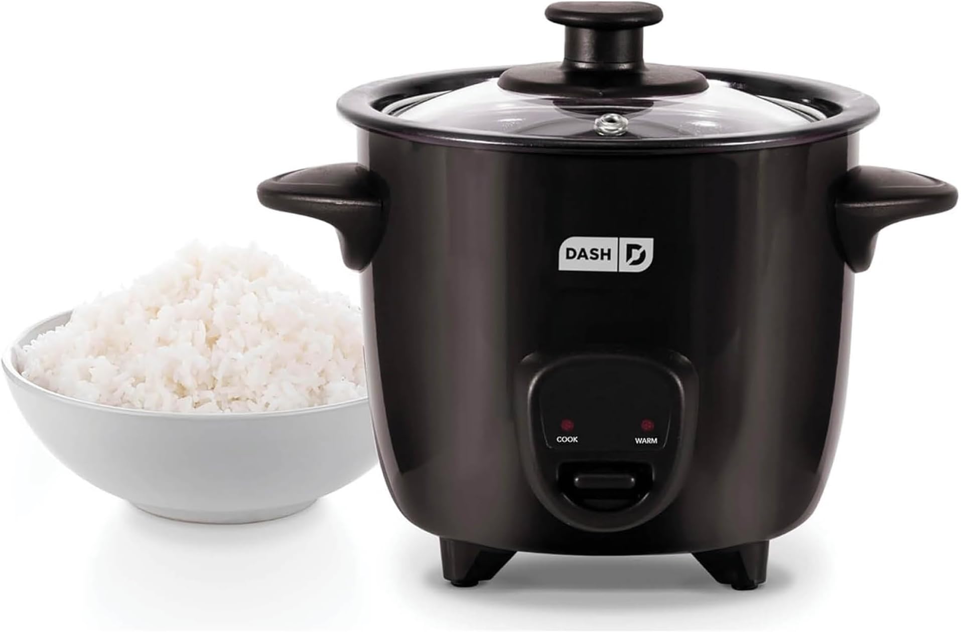 Dash Mini Rice Cooker - Designed for Single-Serve Cooking - Compact Rice Cooker with Nonstick Removable Pot, Keep Warm Function & Easy-to-Clean Sleek Design - Black