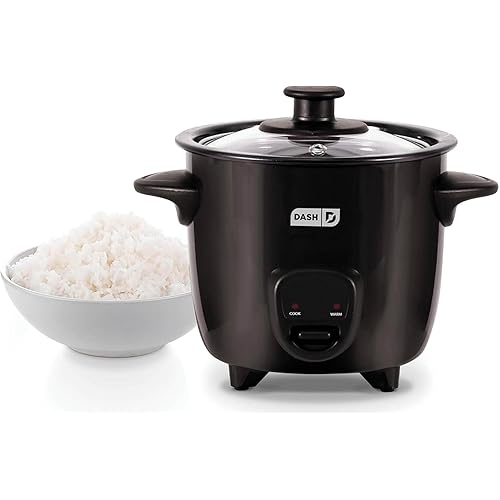 Dash Mini Rice Cooker - Designed for Single-Serve Cooking - Compact Rice Cooker with Nonstick Removable Pot, Keep Warm Function & Easy-to-Clean Sleek Design - Black