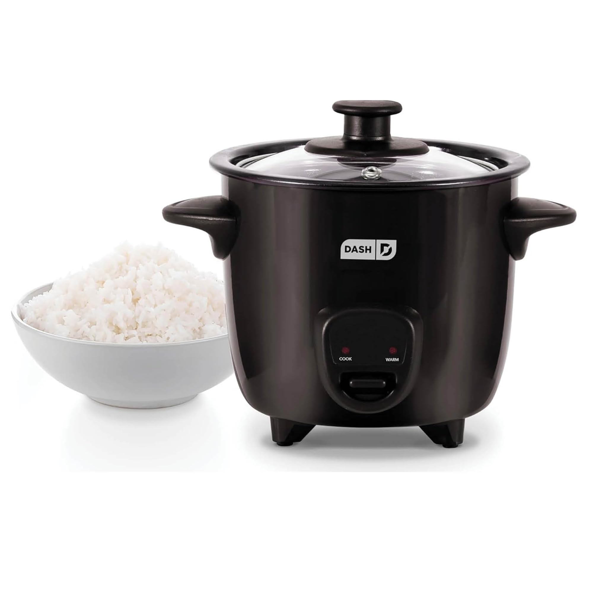 DASH Mini Rice Cooker Steamer with Removable Nonstick Pot, Keep Warm Function & Recipe Guide, One Half Quart, for Soups, Stews, Grains & Oatmeal - Black