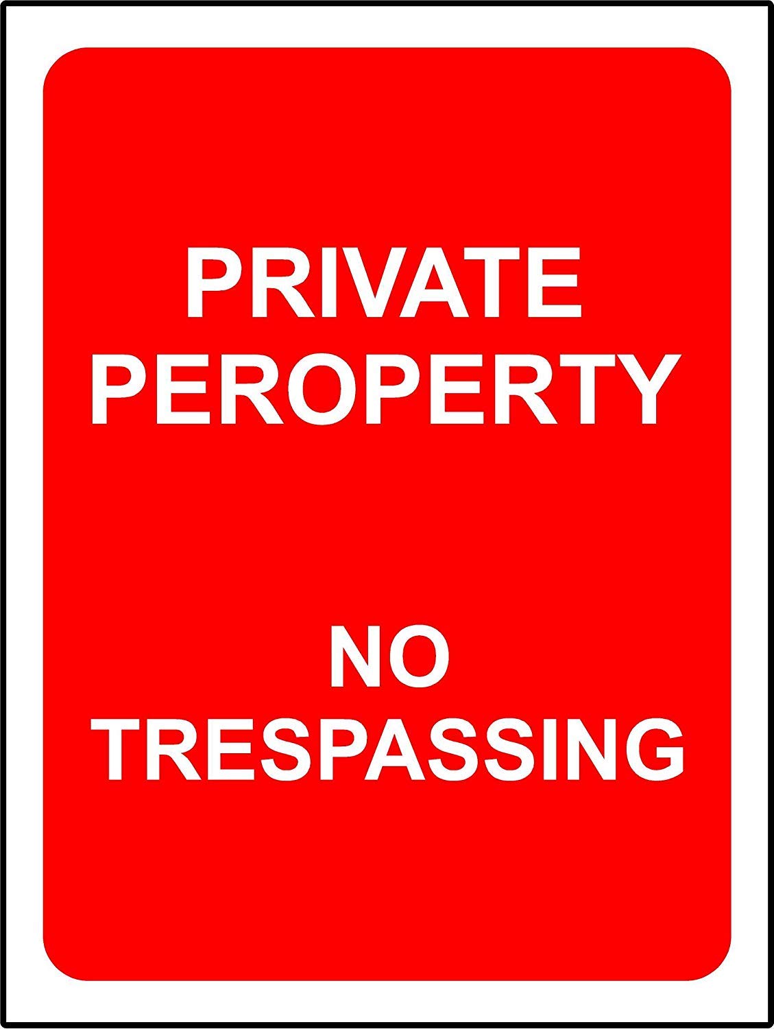 Kpcm Display Ltd Private Property No Trespassing Safety Sign - 1.2Mm Rigid Plastic 200Mm X 150Mm