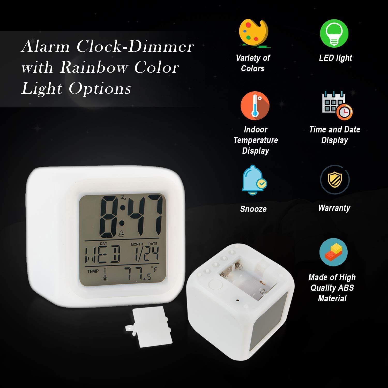 ZALIK Kids Alarm Clock, Easy Setting Digital Travel Large Display Time-Date-Alarm Snooze, Bedrooms for Kids, Blue, Ages 5-12 1