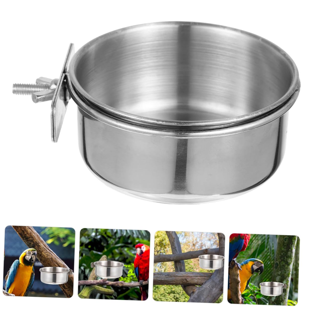 Mangiatoia in Acciaio Inossidabile 4 Set Ciotole Rimovibili 10 Cm Per Uccelli Da Gabbia e Voliera, Accessori Anti-masticazione Per Pappagalli e Storno