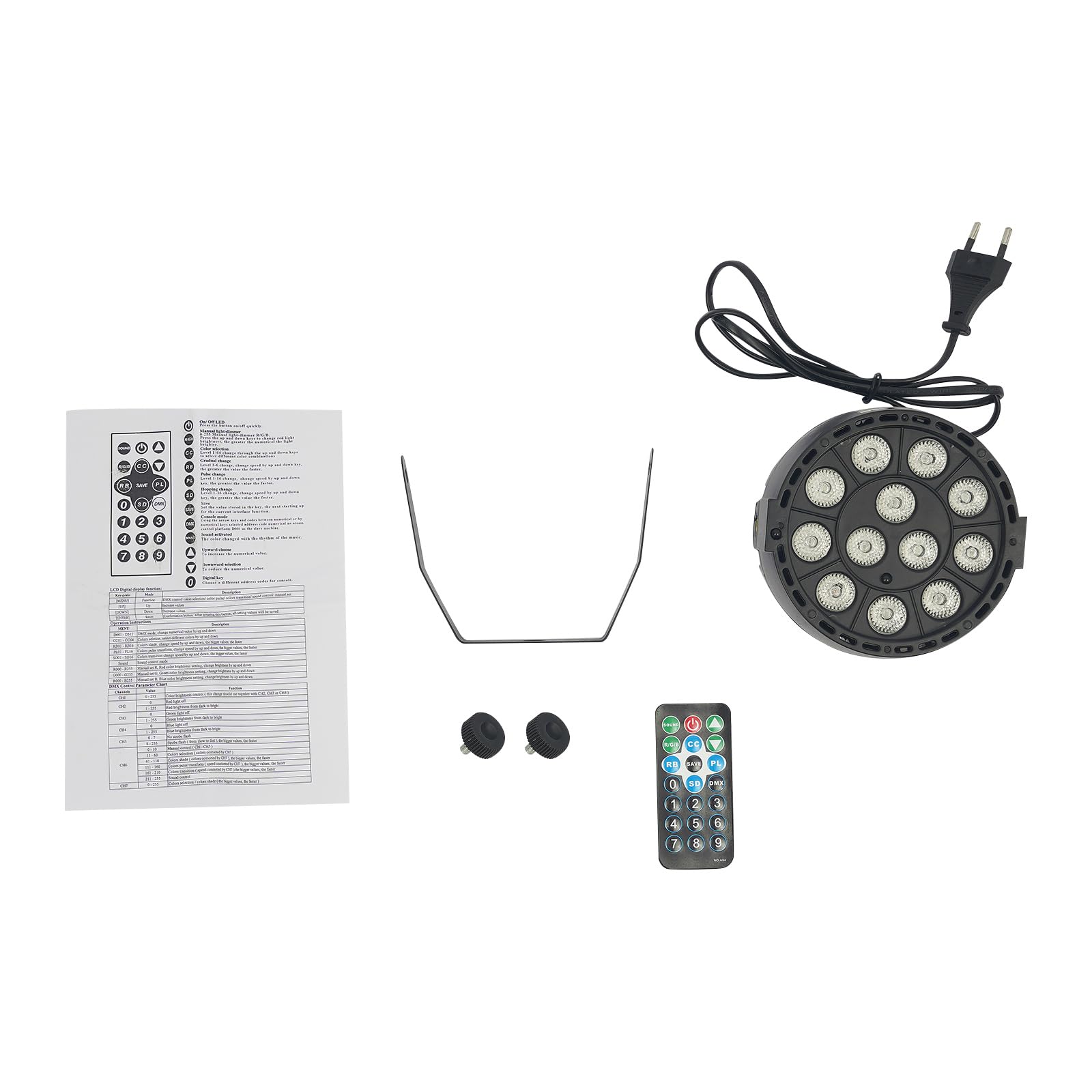 Faretto LED Par in 4 colori, 12 LED RGB, luce da palcoscenico, DMX e