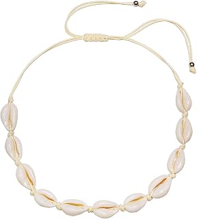TKUAMIGO Adjustable Cowrie Shell Choker Necklace for Women - Handmade Natural Seashell Beach Boho Hawaiian Jewelry