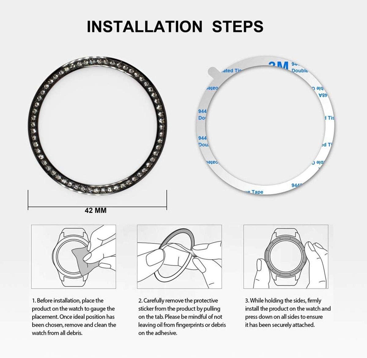 Bands Compatible with Samsung Galaxy Watch 4 Classic 46mm, Jewelry Bling Rhinestone Diamonds Metal Bracelet with Bezel Ring Cover Watch Fase Replacement Accessories for Women Men. - Image 7