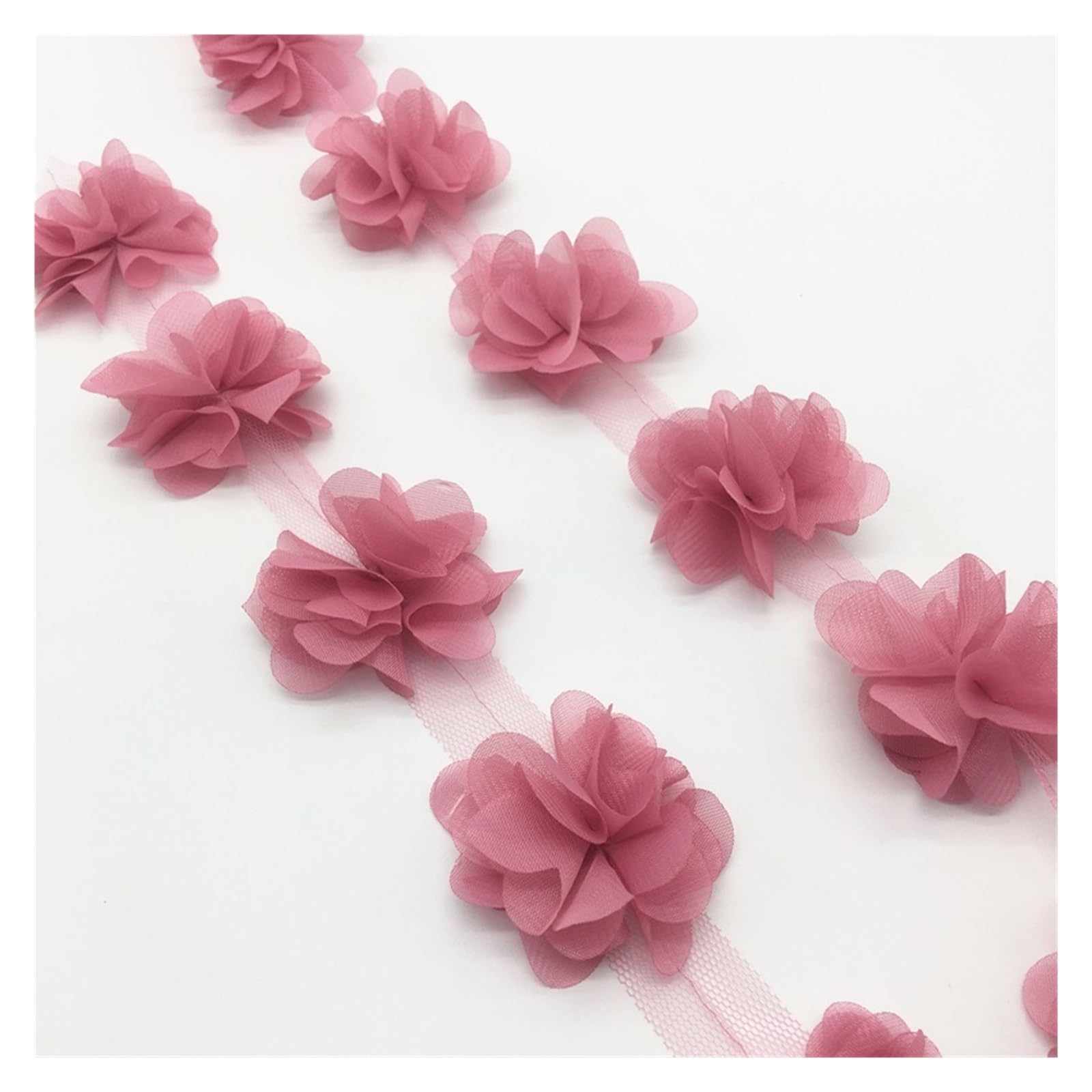Wtaxbh Mauve Iron On Patches 5Yard 60Pcs Flower Chiffon Cluster Flowers For Wedding Dress Bridal Fabric Lace Trim Diy Sewing(Mauve)