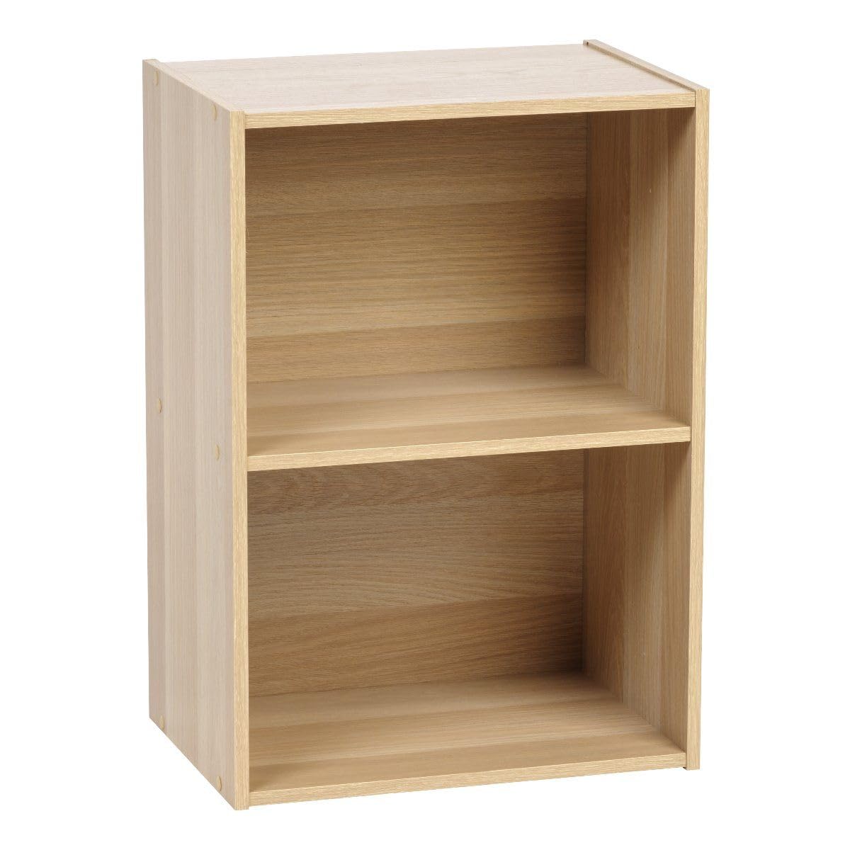 Iris Ohyama Estantería Moderna de Madera de 2 Niveles, 40cm ancho, mesita de noche, Marrón Claro, Exposición, Almacenamiento, Sala de Estar, Habitación, Oficina, Librería, Montaje Fácil, CX-2