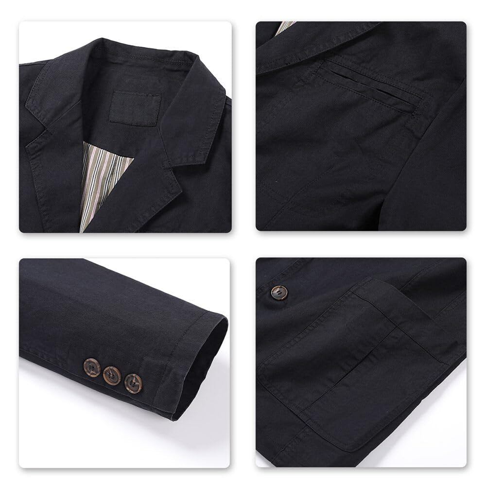 Allthemen Chaqueta Casual para Hombre Cazadora Slim fit de Manga Larga Algodón Lavado Trajes 3 Botones Blazer