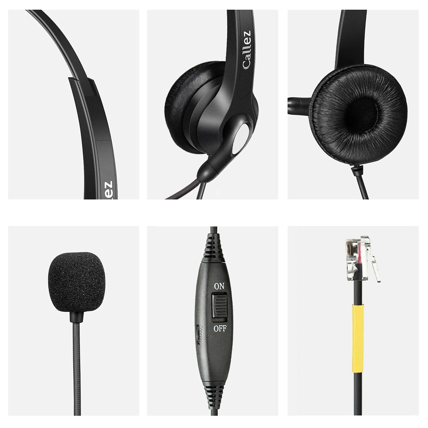 Casque Téléphone Fixe RJ9 avec Micro Anti-Bruit, Oreillette Téléphonique Compatible avec Grandstream GXP1620 Yealink SIP-T21P T41P T46 T48S Snom 300 320 712 Avaya 9608 Panasonic Bureau Centre d'appel