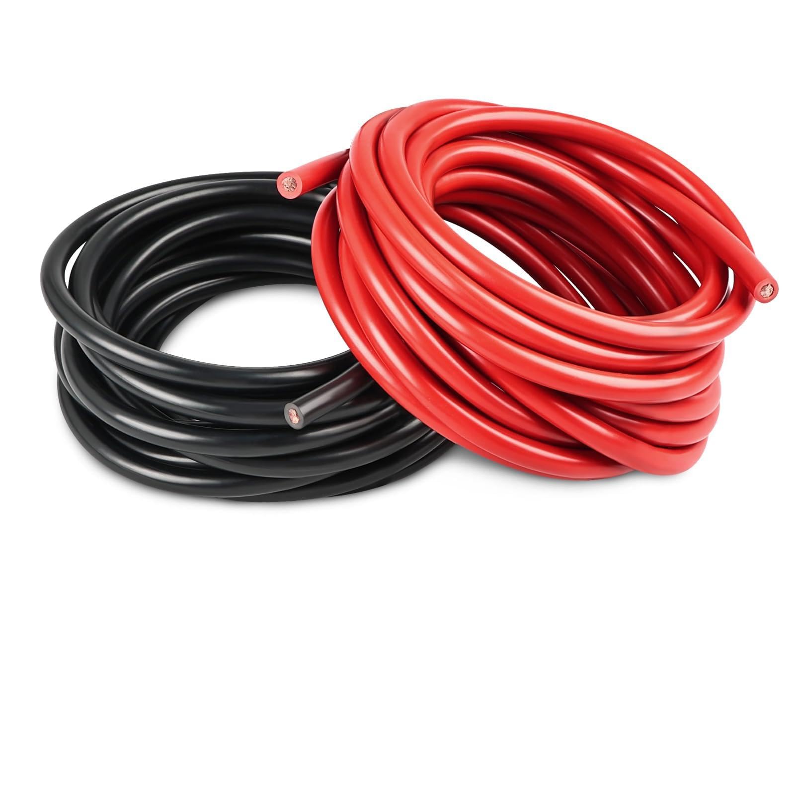 WATERWICH 4 Gauge 4 AWG 20FT Black + 20FT Red Battery Cable Marine Wire Welding Cables for Boat Battery Solar Car Audio Speaker