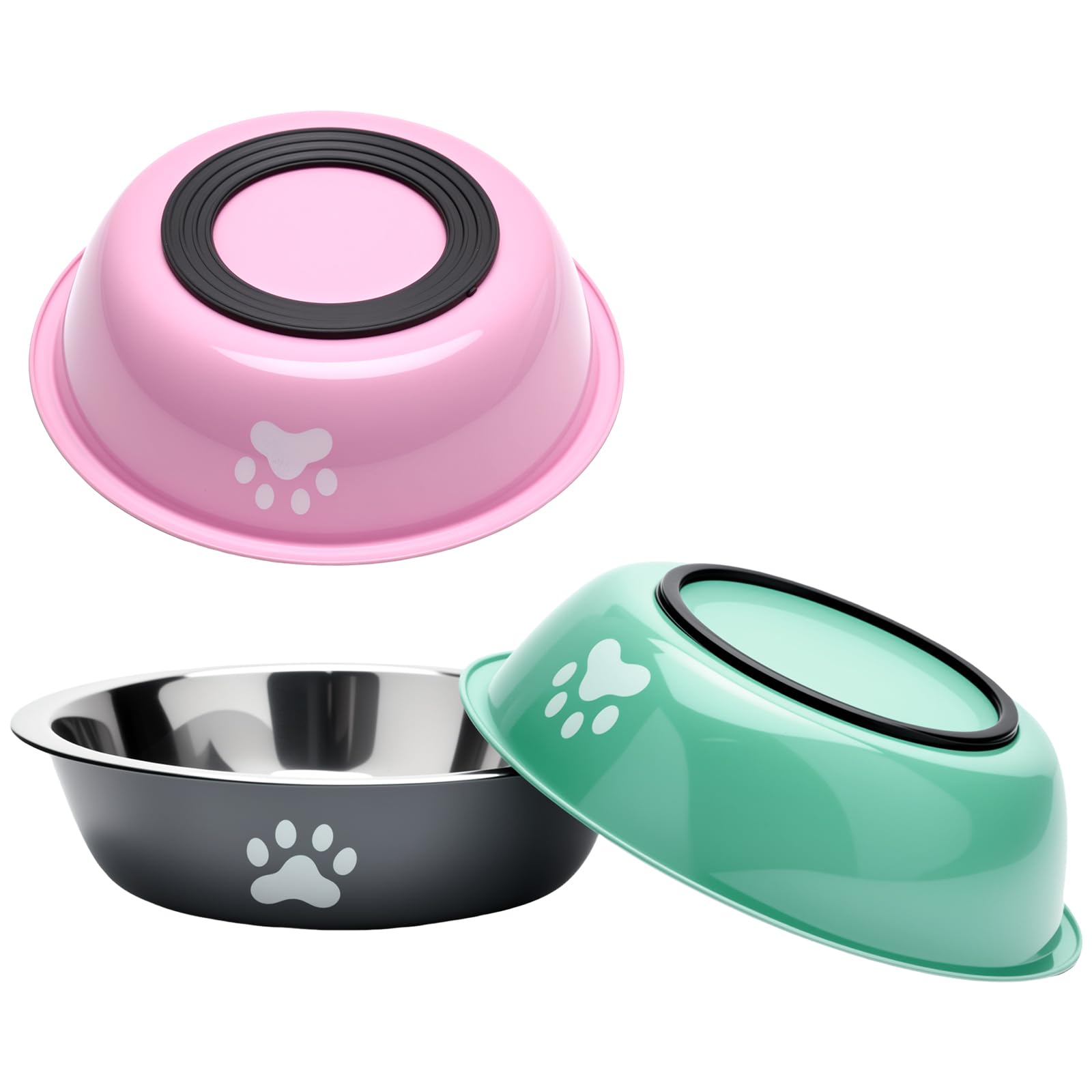 GZRXIOUS 3 Pack Stainless Steel Dog Bowls, 860ml Non Slip Pet Feeding Bowls Dog Food and Water Bowl with Silicone Base for Small Medium Large Dogs and Cats