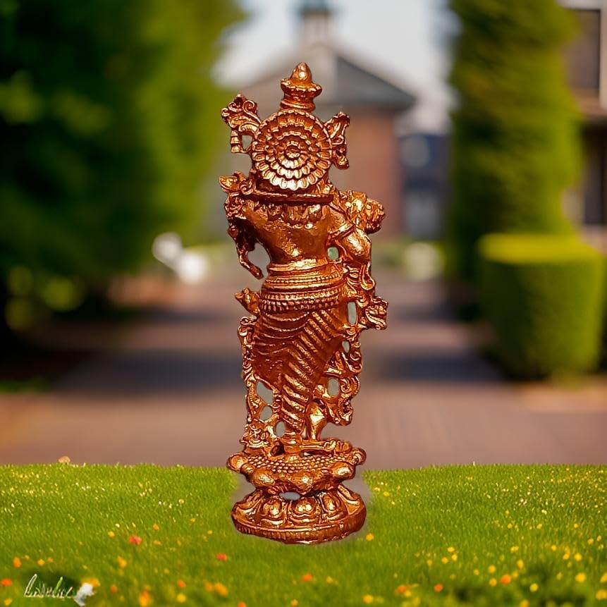 Image of Copper Krishna Idol 2.5 in | Patina Antique Finish | 50g