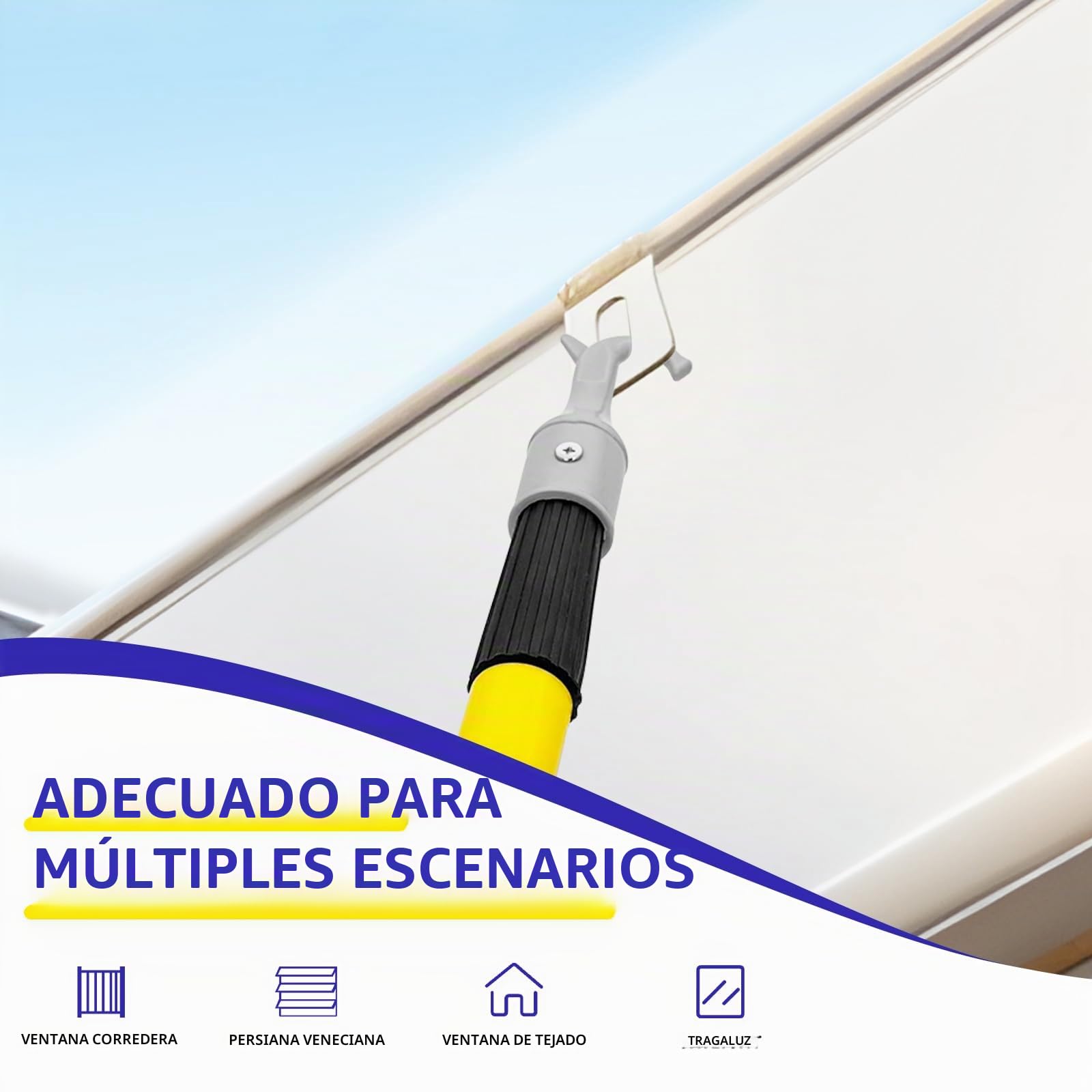 Varilla para Abrir Tragaluces con Gancho - Poste con Gancho del Ático 120 cm, Fácil Acceso a Escaleras del Ático y Ventanas Altas, Acero Inoxidable, Fácil Montar, Ideal para Espacios de Difícil Acceso