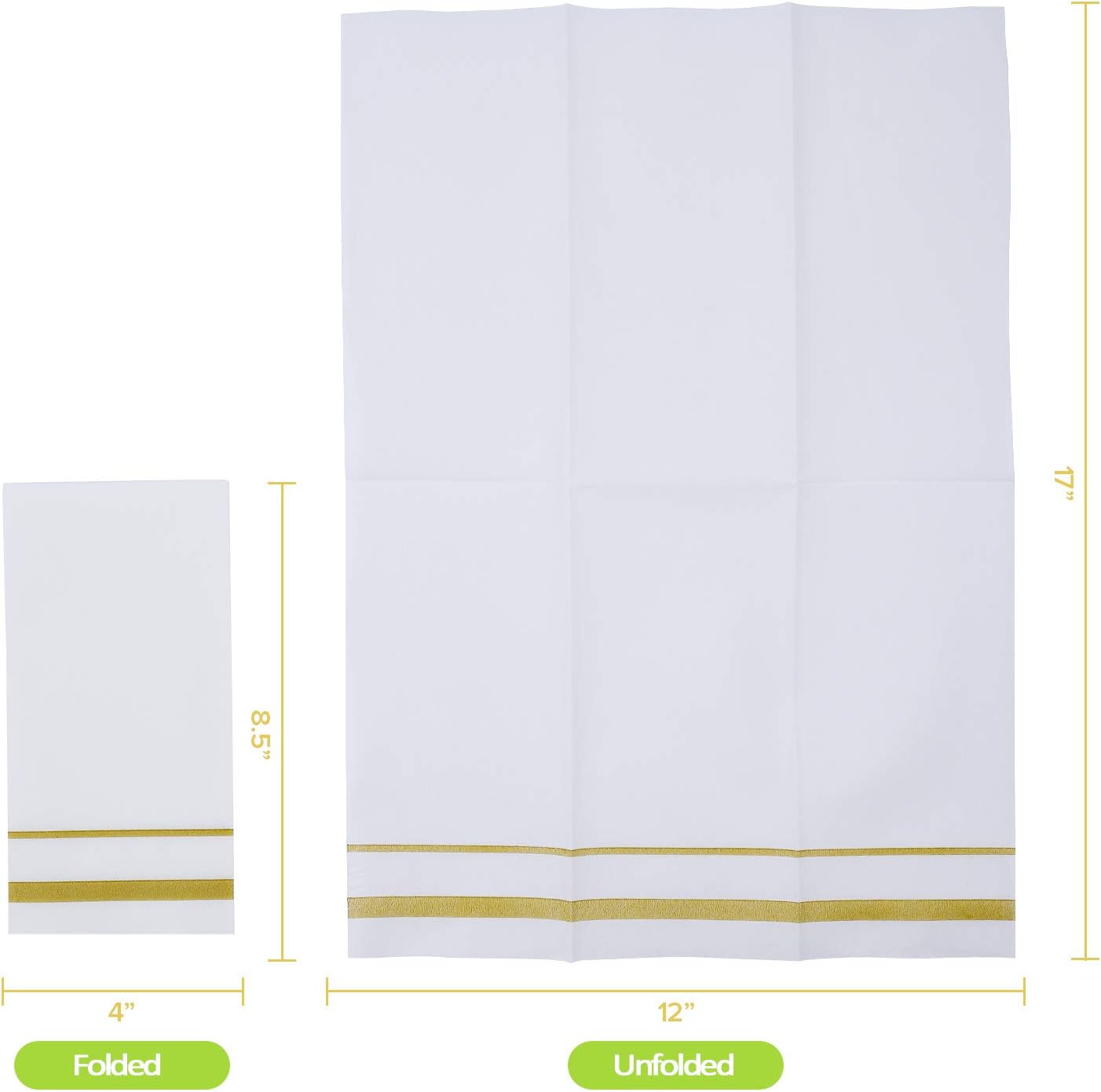 FOCUSLINE 200 Linen Feel Disposable Bathroom Napkins, Soft and Absorbent Paper Guest Towels, Cloth-Like Hand Towels Decorative Paper Napkins for Parties, Weddings, Dinners or Events, Gold, 12" x 17"
