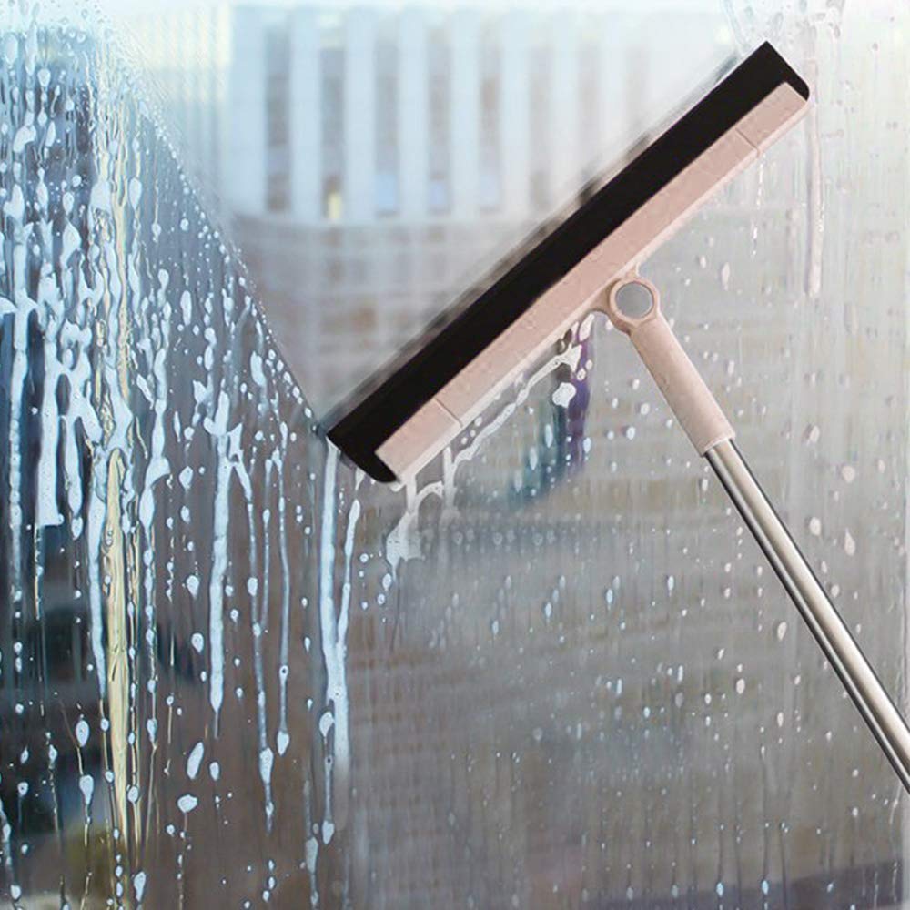 YORKINGFloor Squeegee Professional Water Squeegee, 38cm Rubber Blade With Adjustable 50 Inch Long Handle Rotatable 180° For Wet Room Window Cleaner Kitchen Bathroom Shower Floor Wiper Garage, Beige