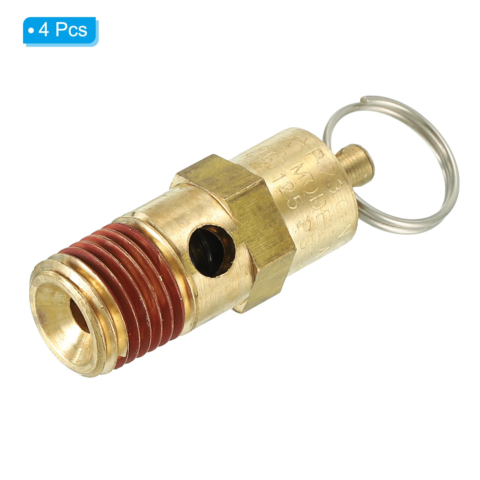PATIKIL 1/4" Male NPT Safety Valve, 4 Pack Air Pressure Release Valve for Air Compressor 125PSI Set Pressure - Image 3