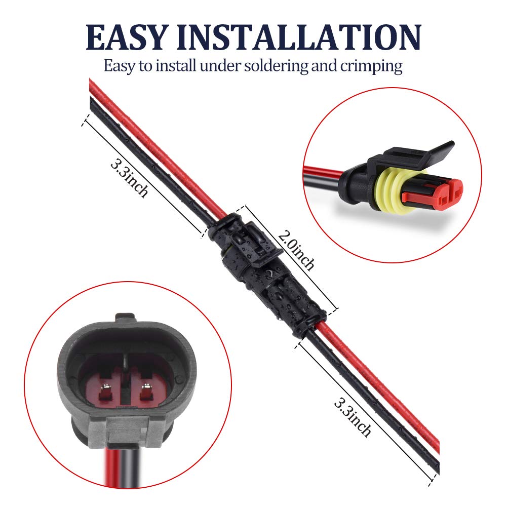 3 Pin Connector 6 Kit , 18 AWG Automotive Electrical Connectors Waterproof Motorcycle