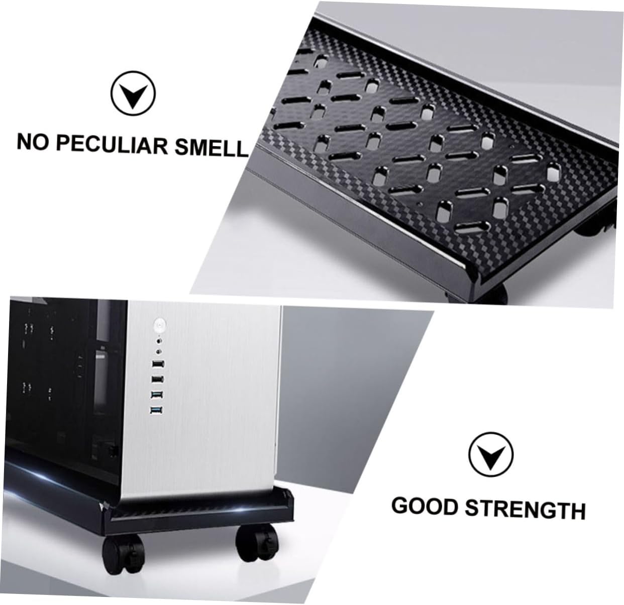 TEHAUX 1pc Tower Computer Stand Mobile CPU Stand Casters Cart Holder CPU Rolling Office