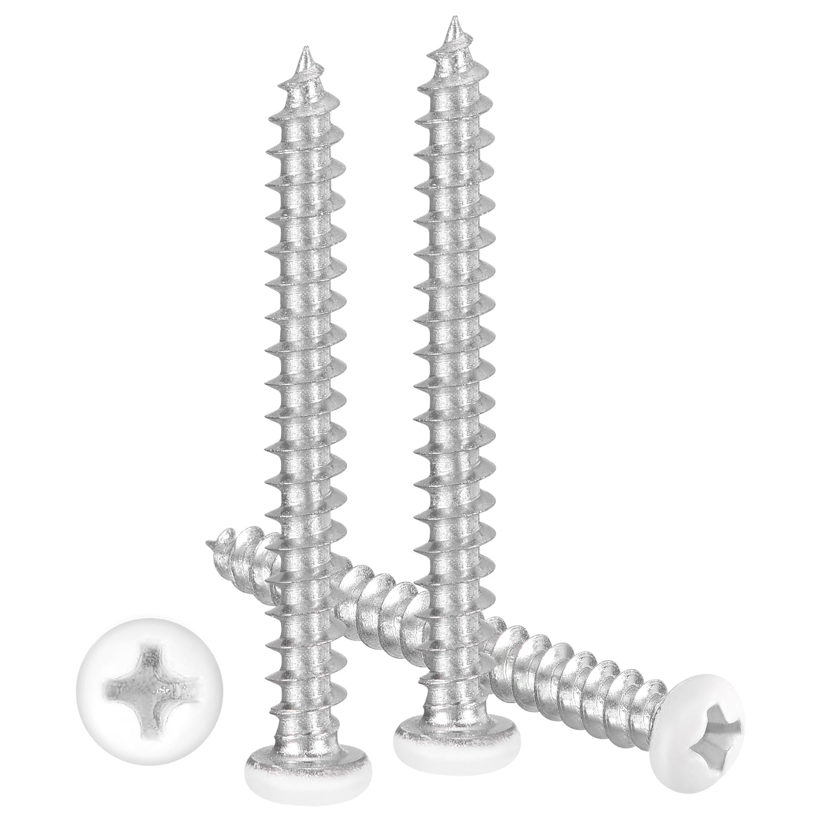 METALLIXITY Phillips Pan Head Self Tapping Screws(M4x35) 50Pcs, Carbon Steel Self Drilling Screw for Metal Wood Plastic, for Cabinet Wall Shutter Plate Rock Furniture, Blue White — image 1