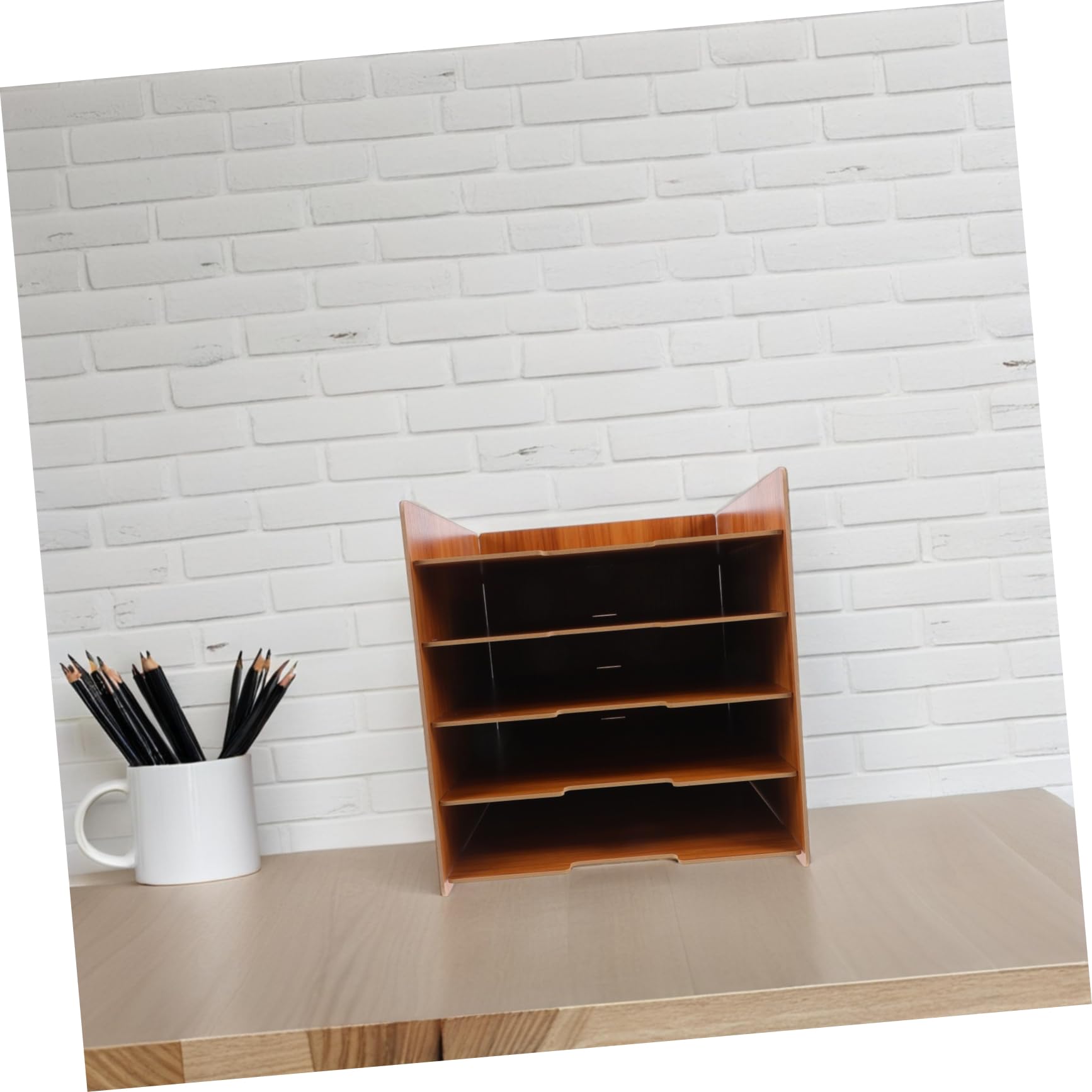 Organizzatore File da Scrivania Multistrato in Legno Marrone | Struttura Robusta, Montaggio Semplice, Stile Moderno, Adatto a Cartoleria e Magazzino