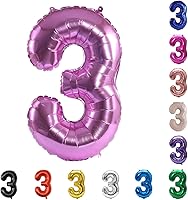 Vista 91 de YPSelected Globo de aluminio grande de 32 pulgadas con número de helio, cumpleaños, boda, fiesta, 0-9 (azul bebé, 2)