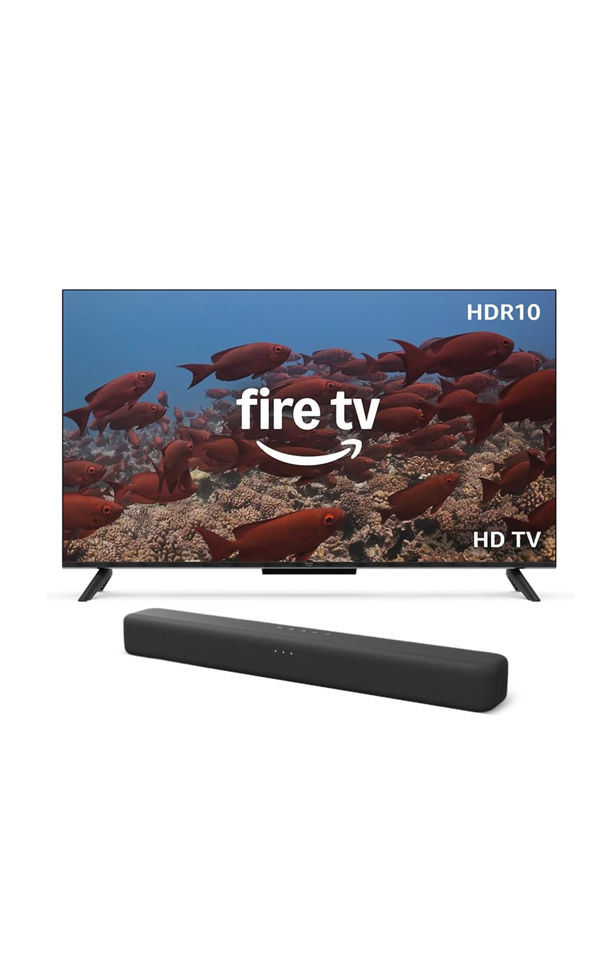 Amazon Ember Serie 2 da 32" con Fire TV, smart TV HD con telecomando Alexa, streaming veloce, Dolby Audio, modalità ambiente, TV in diretta gratuita + Fire TV Soundbar di Amazon, altoparlante 2.0