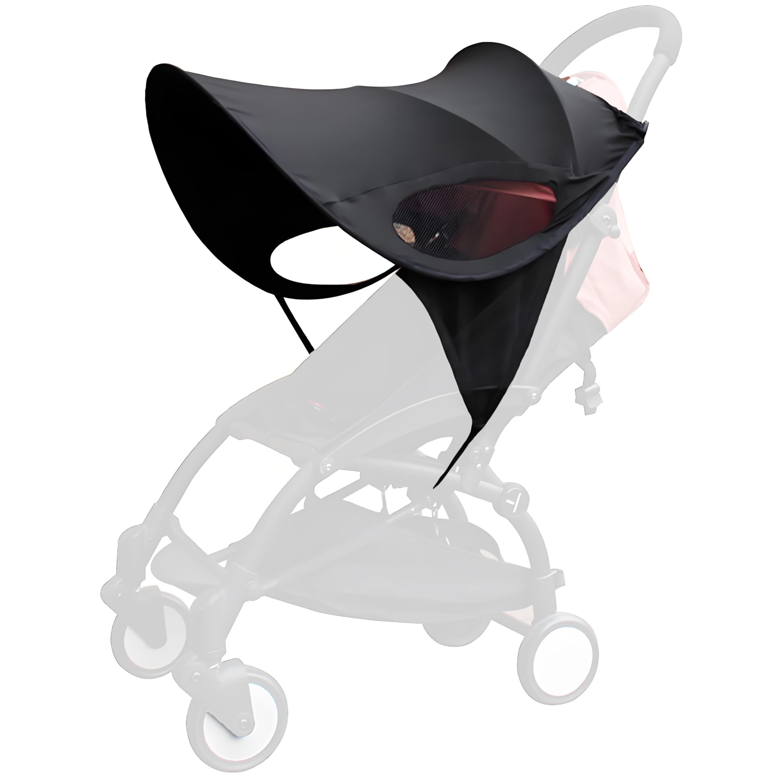 Universal Stroller Sun Cover UV Protection Baby Stroller Sun Shade Buggy Pram Sun Rain Shade Blackout Blind Canopy Cover Pushchair Sunblock Cover for Travel Park Zoo, Black