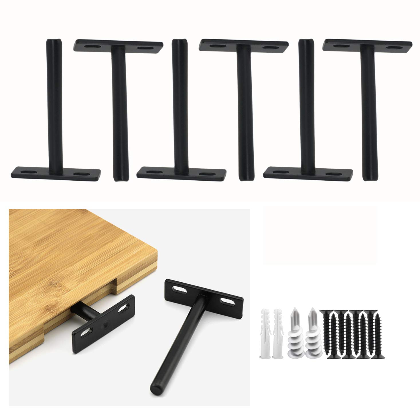 Buy 3Inch Solid Steel Floating Shelf Brackets Set of 6 Heavy Duty