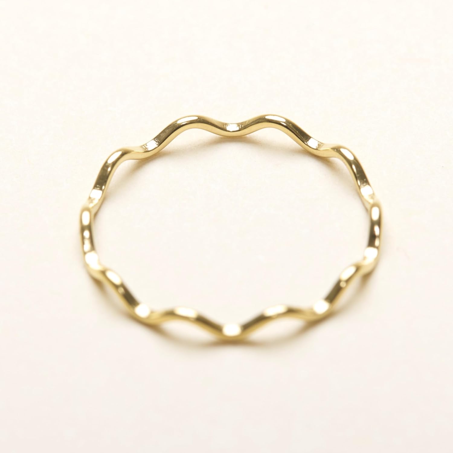Shapes Studio 18K Gold Plated Thin Wave Band Ring, Stacking Ring, Minimalist Style, Never tarnish