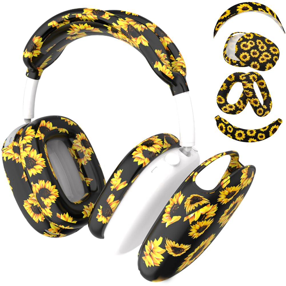 4 in 1 Silicone Case Cover Compatible with Apple Airpods Max 2/1 Headphones(2026/2024/2020), Printed Ear Pad Case Cover Ear Cups Cover and Headband