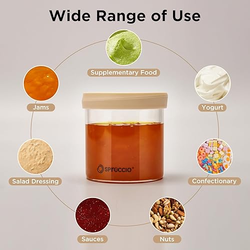 Miniatura 8 de Tarros de vidrio para alimentos, recipientes herméticos con tapas, perfectos para salsas, avena durante la noche y almacenamiento de alimentos para