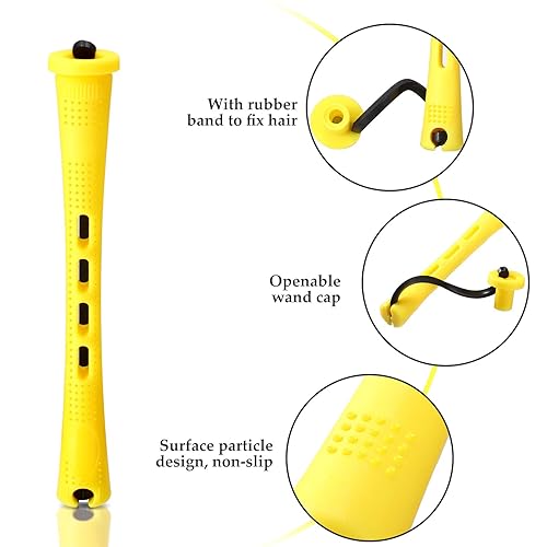 Miniatura 3 de Juego de 56 varillas para el cabello, rodillos para el cabello, varillas de plástico para ondas frías, rizadores, herramienta de peinado de