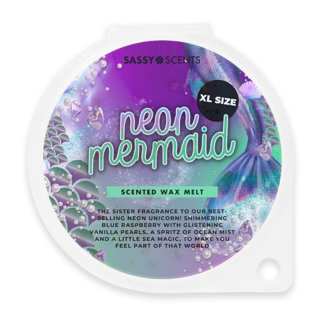 Sassy Scents Neon Mermaid Wax Melts | Up To 108 Hours Burn Time | Made In The Uk | 70G Xl