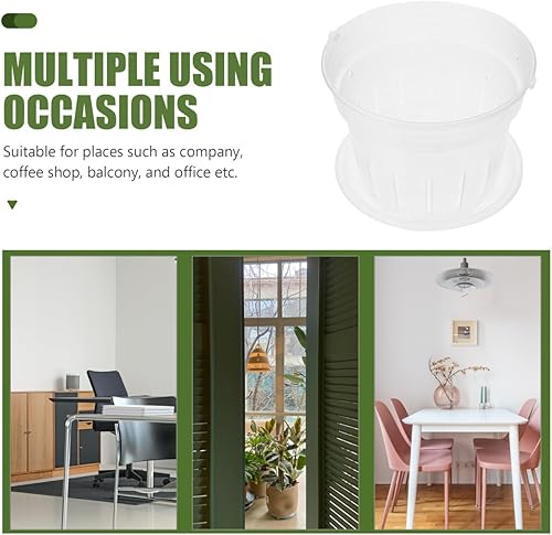 Miniatura 6 de 1 juego de macetas de plástico transparente con bandeja para ventilar agujeros de diseño para un crecimiento óptimo de plantas para jardinería y