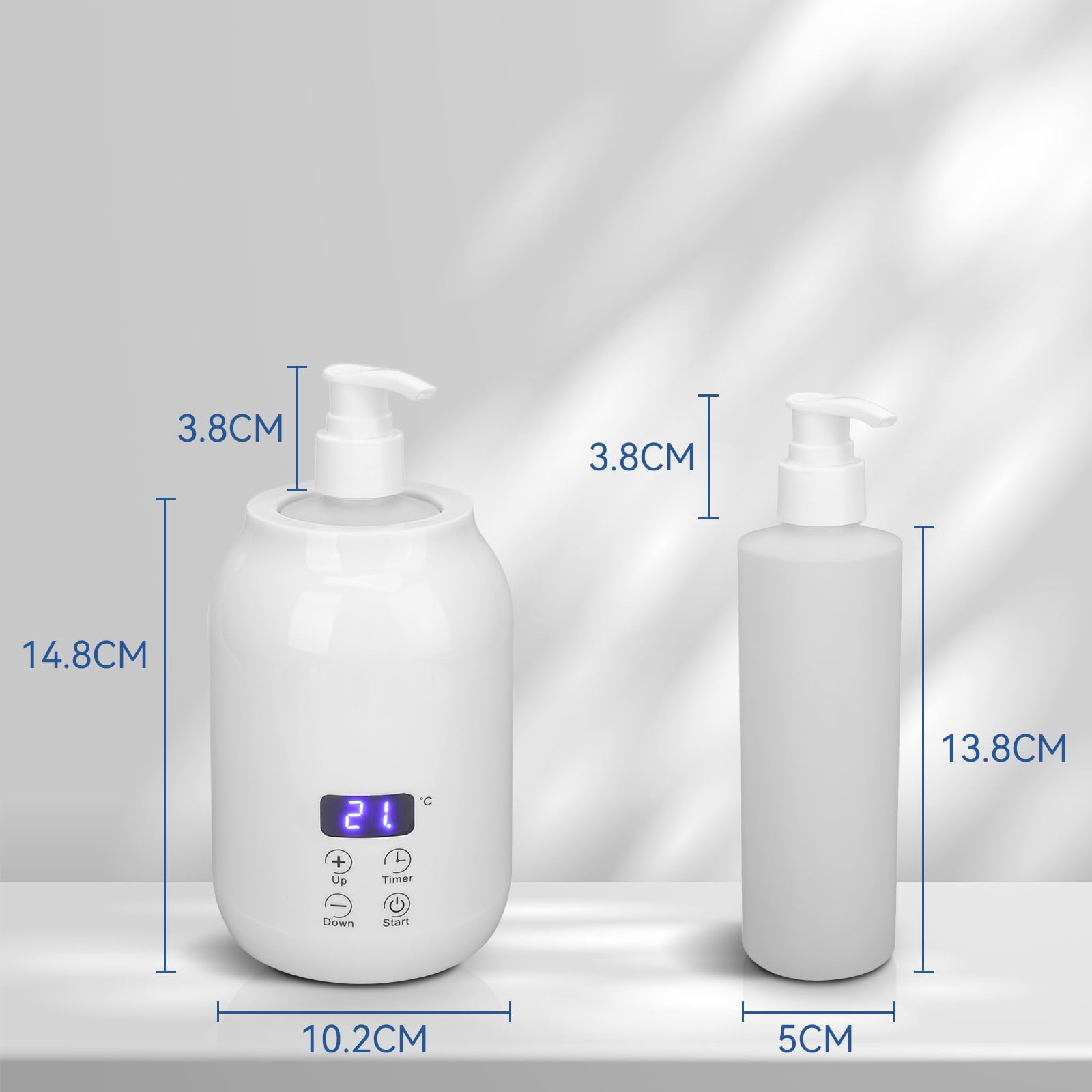 Massageöl Wärmer Gerät, Led-Anzeige Touch-Steuerung Massageöl-Flaschenwärmer, Temperatureinstellung ätherisches ÖL-Heizgerät, mit Zwei Ölflaschenspender, für Lotionen, Öle, Cremes etc, 110–240v (EU)