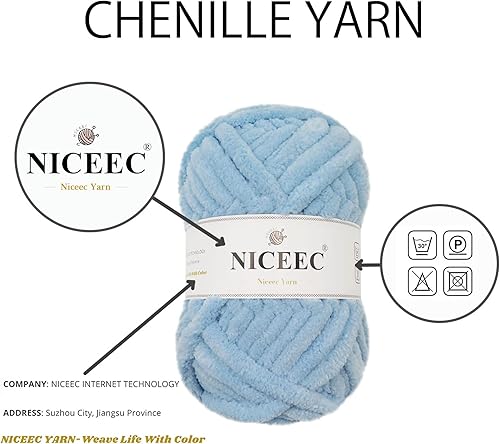 Miniatura 4 de NICEEC 3 madejas de hilo de felpilla, hilo para tejer, hilo elegante para tejer ganchillo, manualidades, longitud total de 9.8 x 131.2 ft (3 x 44